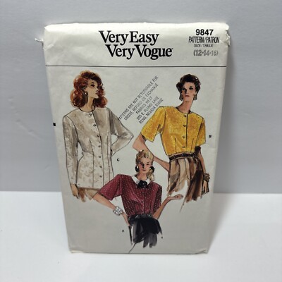 Vogue 9847 Missses Blouse Shirt Top Pattern  12-16 *Uncut*