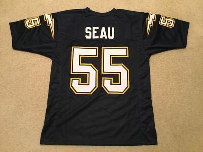 #ad #ad Junior Seau UNSIGNED CUSTOM Sewn Stitched Blue Jersey M L XL 2XL $37.99