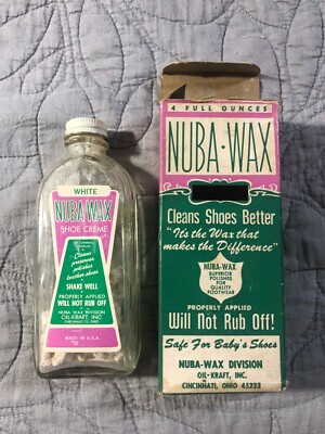 Vintage 1950s Nuba-Wax Shoe Cleaner w/ Box Mid-Century Modern Empty Bottle