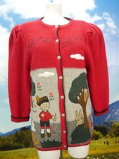 Wunderschön rote Strickjacke mit Applikation süße Trachtenjacke Jacke Gr.38