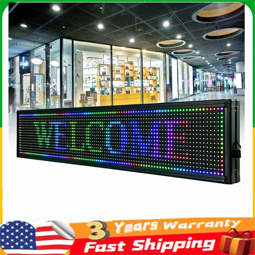 40"X8" LED Scrolling Sign RGB 7-Color Programble Outdoor Advertising Board wifi