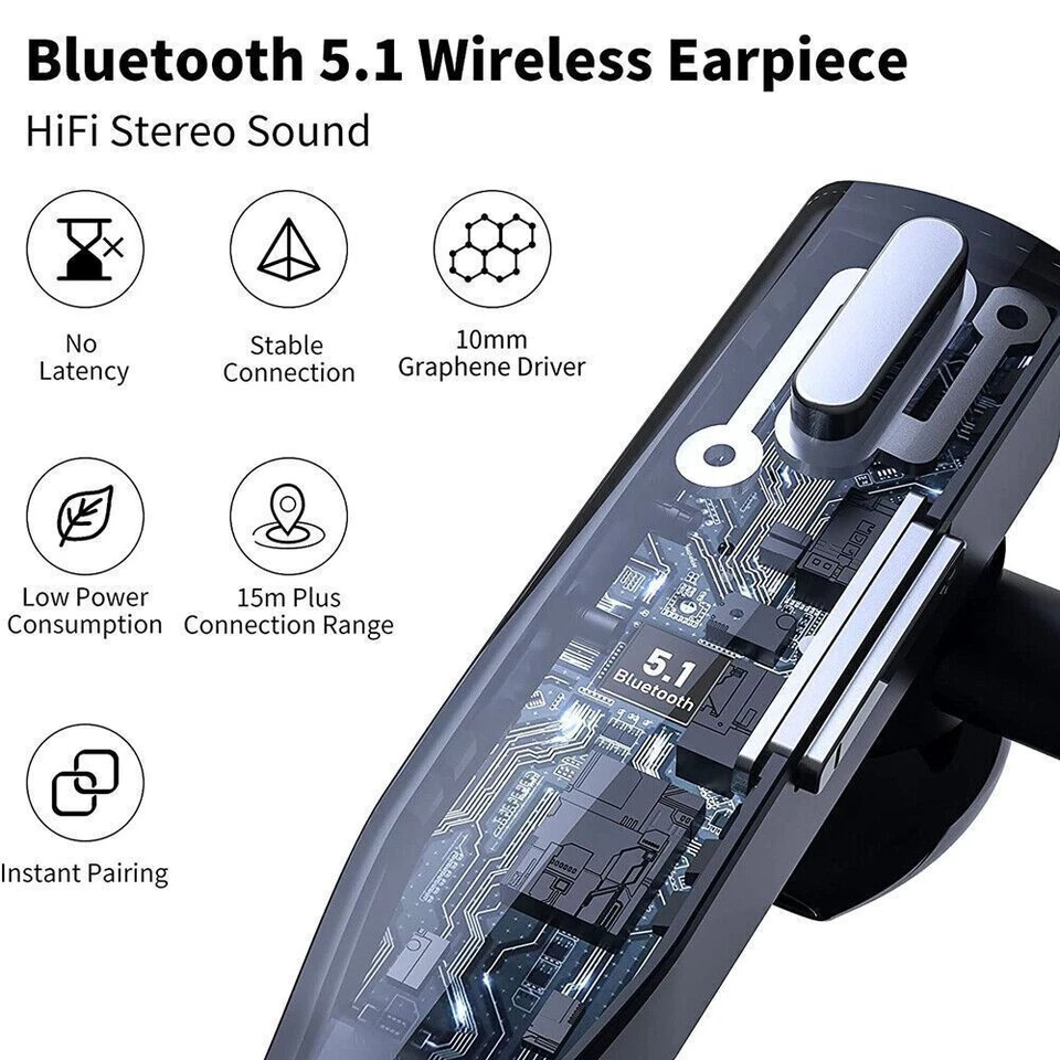 Car driver wireless Bluetooth 5.1 headset with microphone noise reduction - Image 3 of 4
