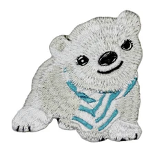 Baby Polar Bear Patch Embroidered Iron-on Applique Animals Nature Crafts