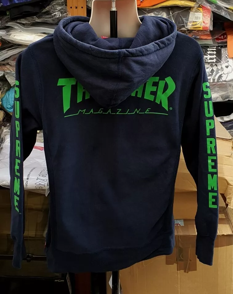 Sweat à capuche SS11 Supreme x Thrasher S petit sweat à capuche bleu marine vintage très rare 