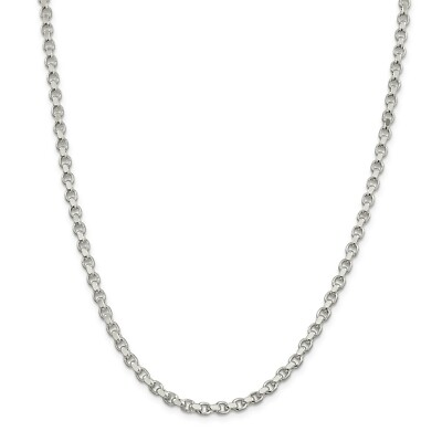 Sterling Silver Solid 4mm Polished Rolo Link Chain w