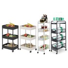 3/4Tiers Kitchen Trolley Rack Utility Rolling Storage Cart Fruit Vegetable Shelf