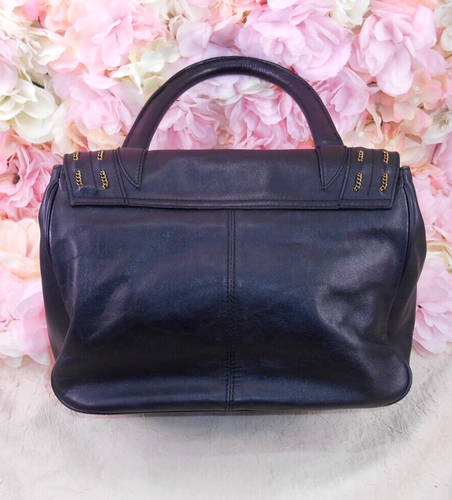 KATE LANDRY genuine Leather with chain trim HANDLE TOP purse~bag~satchel - Picture 3 of 11