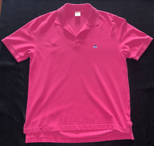 Brooks Brothers M Mens Pink with Blue Sheep Logo Polo Shirt Short Sleeve