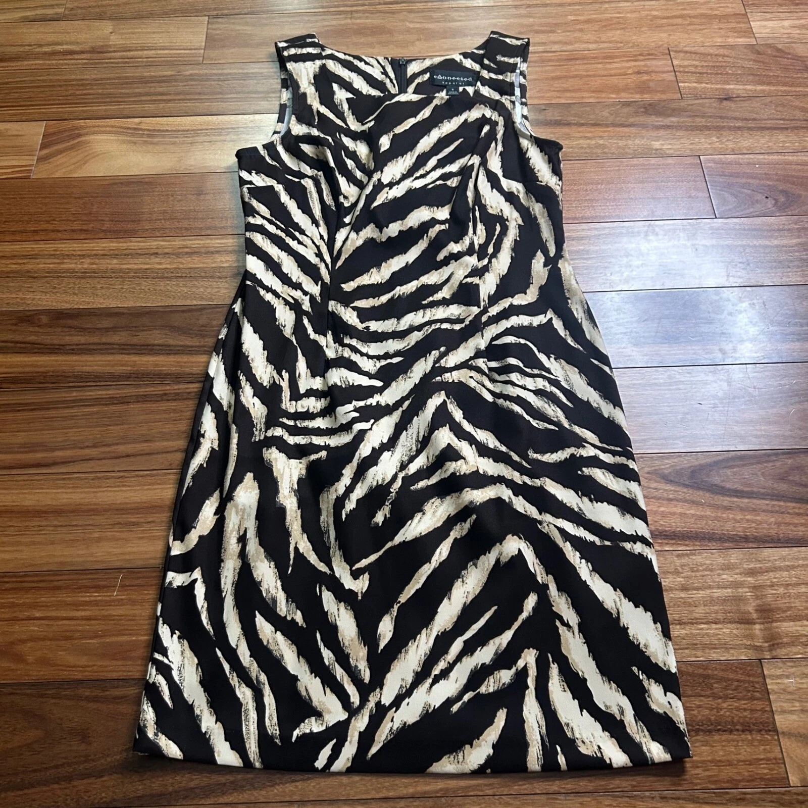 VETEMENTS Abito da carriera Connected Apparel stampa zebrata senza maniche scollo quadrato taglia 8