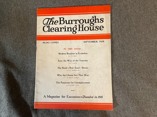 Burroughs Clearing House Magazine September 1929 Wall Street Great Depression - 第 1/4 張圖片