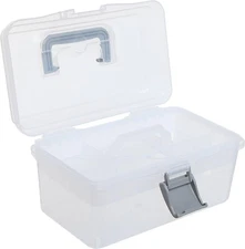 Clear Gray Multipurpose Portable Storage Box, Plastic Sewing Box, Organizer Case