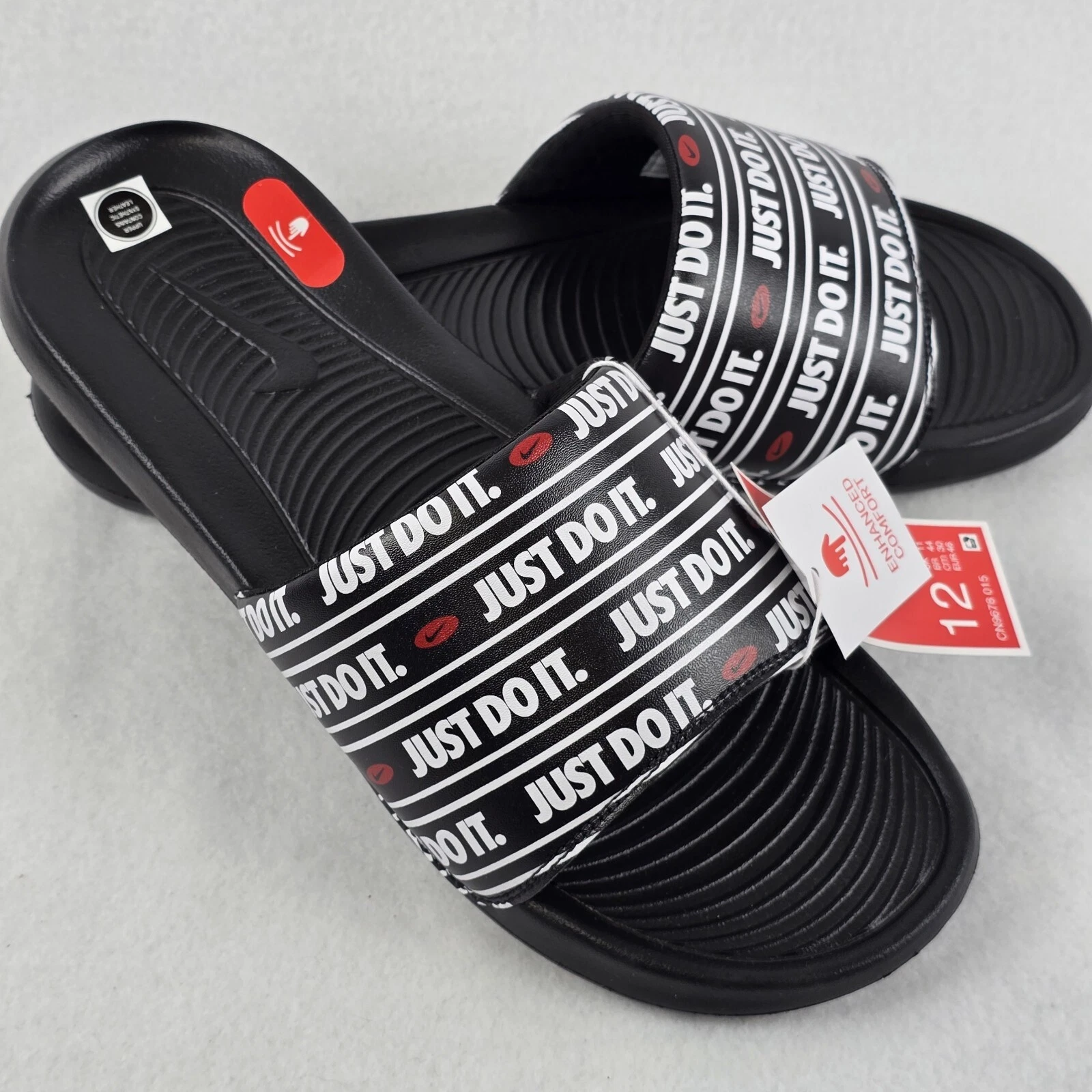 Sandali Nike taglia 12 Victori One Slides CN9678 015 stampa grafica basta farlo NUOVI