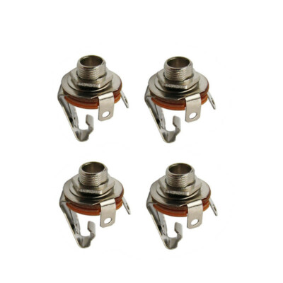 4PCS Guitar Bass Mono Jack Sockets 1/4'' 6.35mm Input Output Jack Socket Nickel