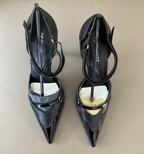 Nine West Black Faux Leather/Patent Leather 4” Heels. Sz 8.5 Worn Twice W/Box
