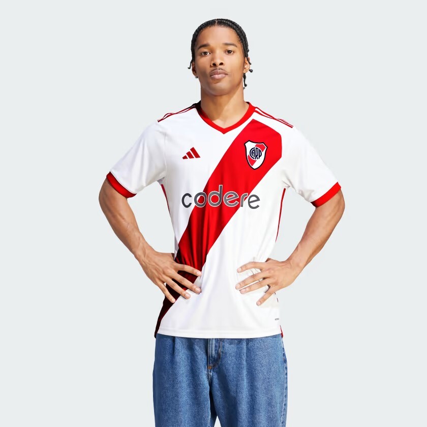 Adidas River Plate 23/24 White Red Home Soccer Jersey Mens