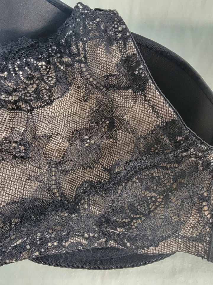 Sutiã de renda preto 44C Avenue detalhe de arco corpo camiseta com aro - Imagem 2 de 4