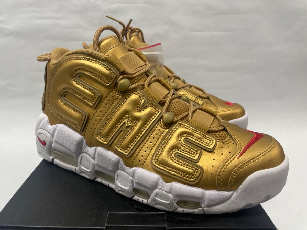 Nike Air More Uptempo 902290 700 9.5 Gold White Supreme NY