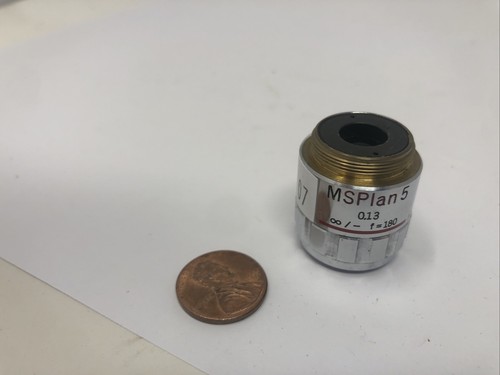 OLYMPUS OBJECTIVE LENS MS PLAN 5, 0.13 ∞/- F=180 100813 - NOS