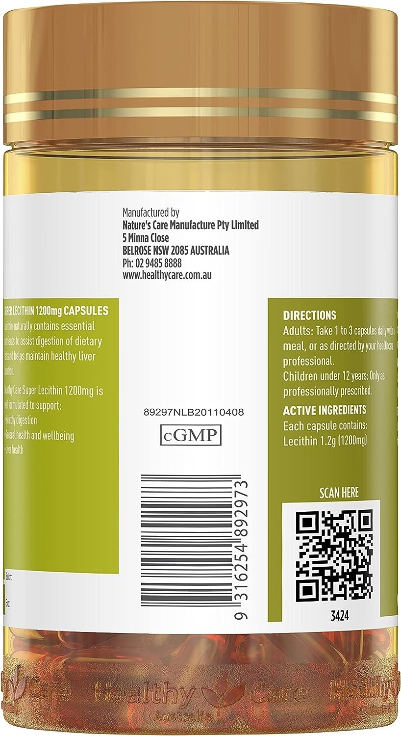 Healthy Care 1200mg Super Lecithin Softgel 100 CapsulesAu eBay