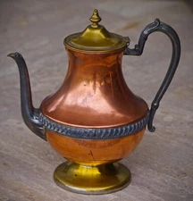 VINTAGE Silver On Copper TEAPOT Lehman Brothers New York Made in USA