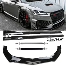 For AUDI A8 Front Bumper Lip Spoiler Chin Splitter Glossy Black Side Skirt