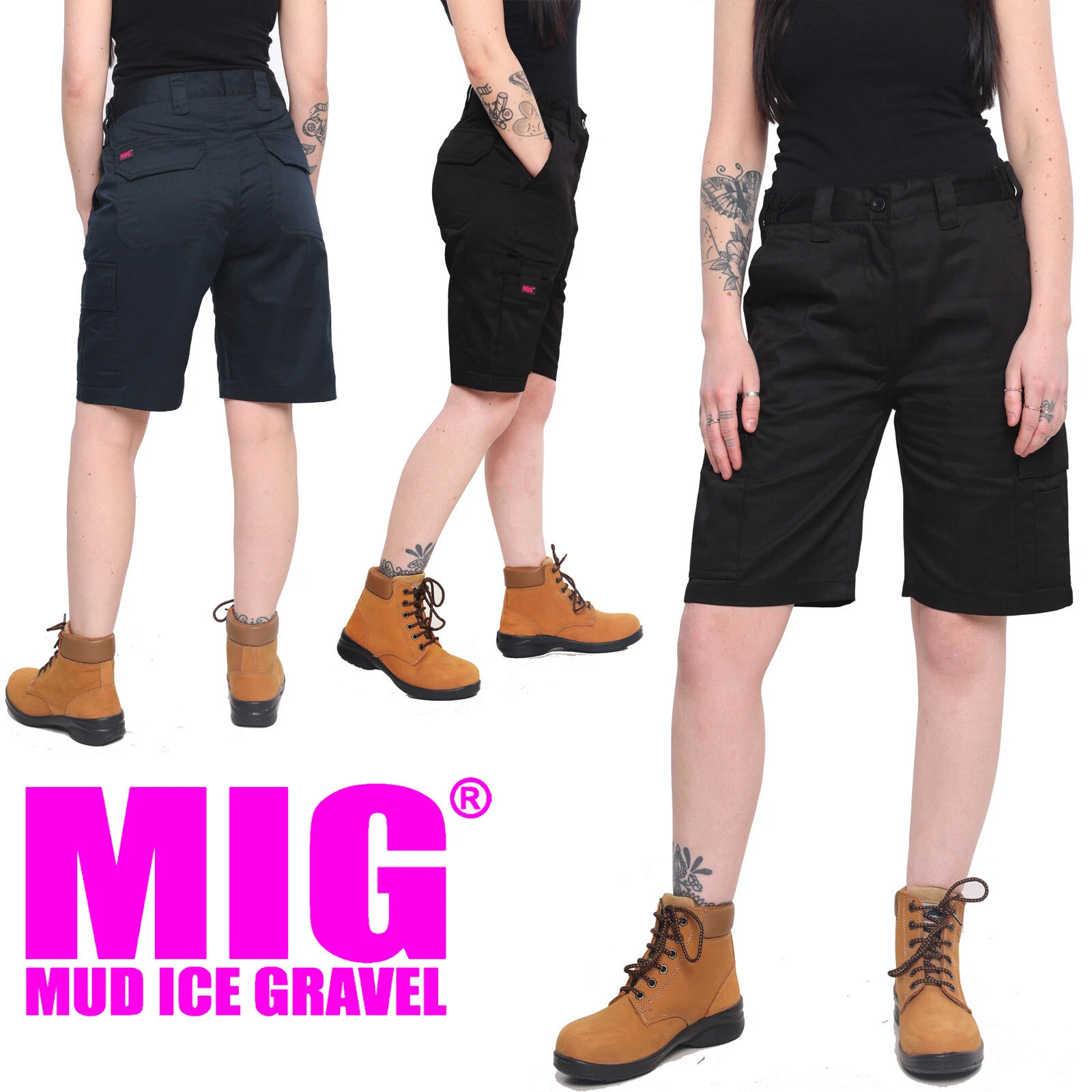 Ladies & Womens Cargo Combat Work Shorts By MIG Size 8 to 18 - BLACK or NAVY
Opens in a new window o