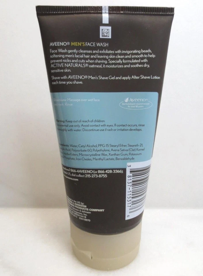 AVEENO ACTIVE МУЖСКИЕ СРЕДСТВА ДЛЯ УМЫВАНИЯ ЛИЦА ОЧИЩАЮЩИЕ И ОТШЕЛУШИВАЮЩИЕ СРЕДСТВА 5,1 УНЦ НОВЫЕ БЕЗ КОРОБКИ - Изображение 3 из 3