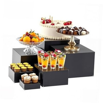 Metal Buffet Risers,6PCS Food Risers for Buffet 5IN to 10 IN Matte black-6P