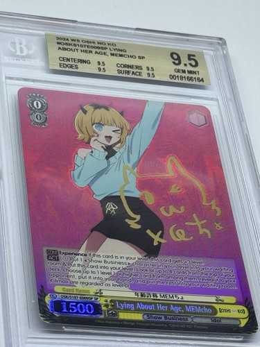 BGS 9.5 Weiss Schwarz Oshi no Ko MEMcho OSK/S107-009SP Signed memcho Beckett - Picture 2 of 2