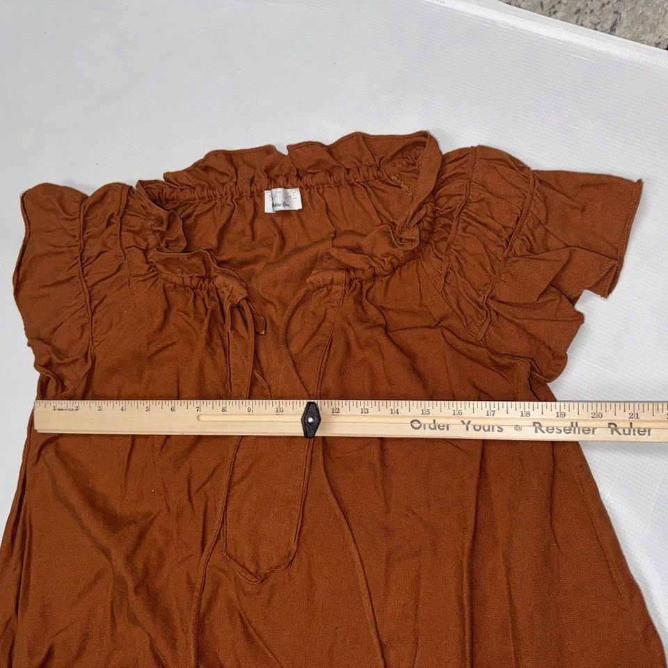 Платье Signature от Robbie Bee ржаво-коричневое от среднего до большого размера сменная льняная смесь - Изображение 4 из 4