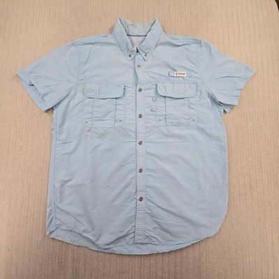 Magellan Outdoors Shirt Mens XL Blue Short Sleeve Vented Fishing Button Front