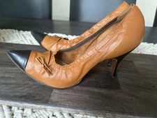 HOLT RENFREW Vintage Pedulla & Agostina Stylish Orange & Black Shoes 8.5 $450