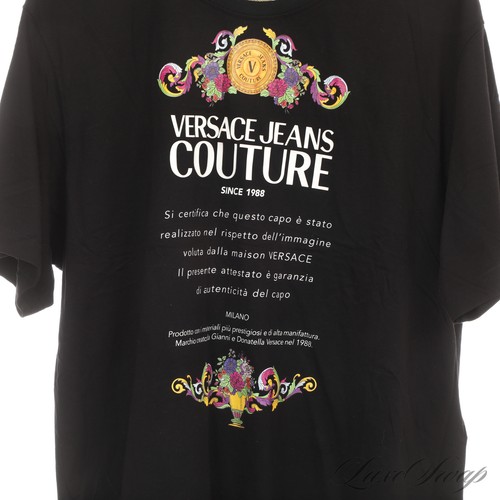 Versace Jeans Couture Made in Turkey Black Graphic Spellout Print Tee Shirt XL