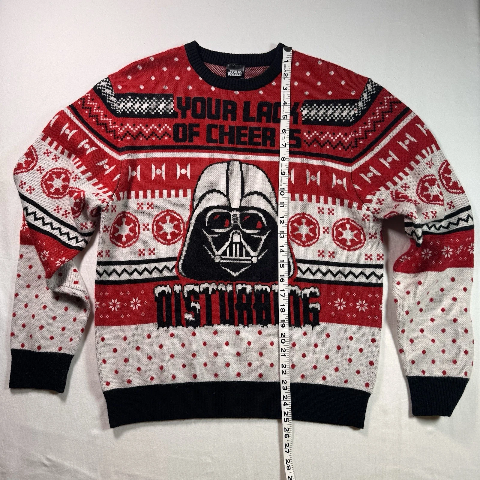 STAR WARS Ugly Christmas Pullover Sweater Darth Vader Adult L Black/Red/Gray