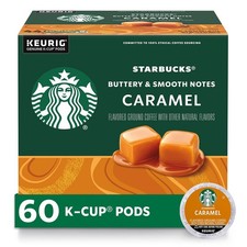 Starbucks K-Cup Coffee Pods, Flavored Hot or Iced Coffee, Caramel, 60 Keurig P