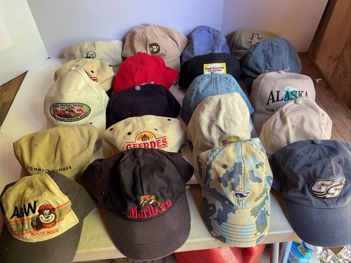 Lot of 20 Misc. Low Profile Strapback Dad Hats Budweiser Marlboro BMW Ray Ban