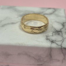 Vintage Antique 18ct Yellow Gold Blossom Engraved Wedding Band Ring Uk K 1/2