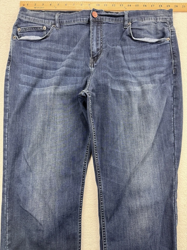 Pantalones de mezclilla rectos Banana Republic Traveler calce ajustado para hombre 34x32 azul ajustado 5 puntos Foto 4 de 4