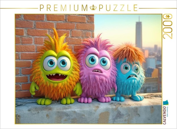 Calvendo Puzzle Three Colorful Monsters On The Murll | 2000 Pieces, Finished Siz-image