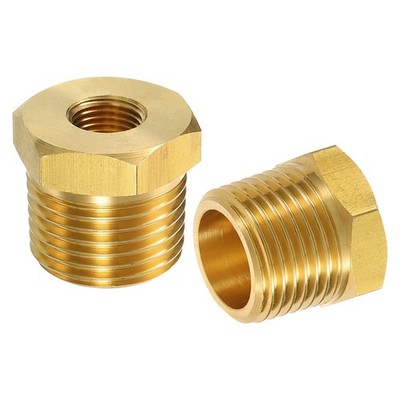2Pcs 1/2 BSPT Male x 1/8 NPT Female Brass Reducer Hex Threaded Pipe Fitting