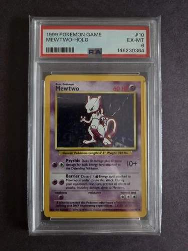 1999 Pokémon TCG Mewtwo Base Set Holo Unlimited Rare Card 10/102 PSA 6 EX-MT