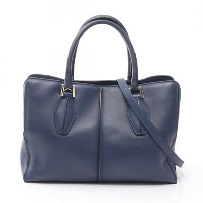 TOD'S D-styling shoulder crossbody Handbag leather Navy Used Women