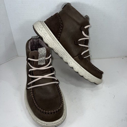 Hey Dude Brown Leather Reyes Womens Slip On Bootie Sz 8 - Picture 8 of 17