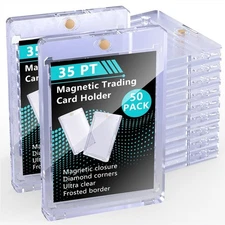 50 Pack Magnetic Trading Sports Card Holders 35pt One-Touch Hard UV Protection✨