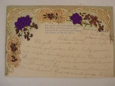 CPA fantasia goffrata e seta fiori tre viola (20206)