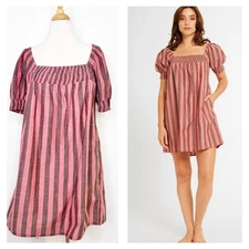 Tuckernuck Mille Resort & Travel Jane Mini Dress Size M Rosewood & Sable Cotton