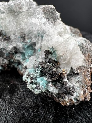 Rosasite and Calcite in Matrix from Ojuela Mine, Mapimi, Durango, Mex.  90  g.