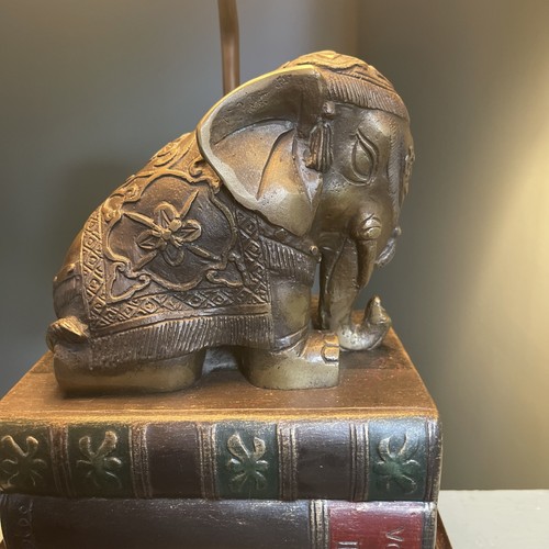 Vintage Cast Bronze Elephant Upon Book Stack Table Lamp by Frederick Cooper - Picture 3 of 17
