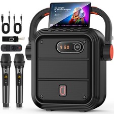 JYX Karaoke Machine System with 2 Microphones RM Radio Speaker Support Recording