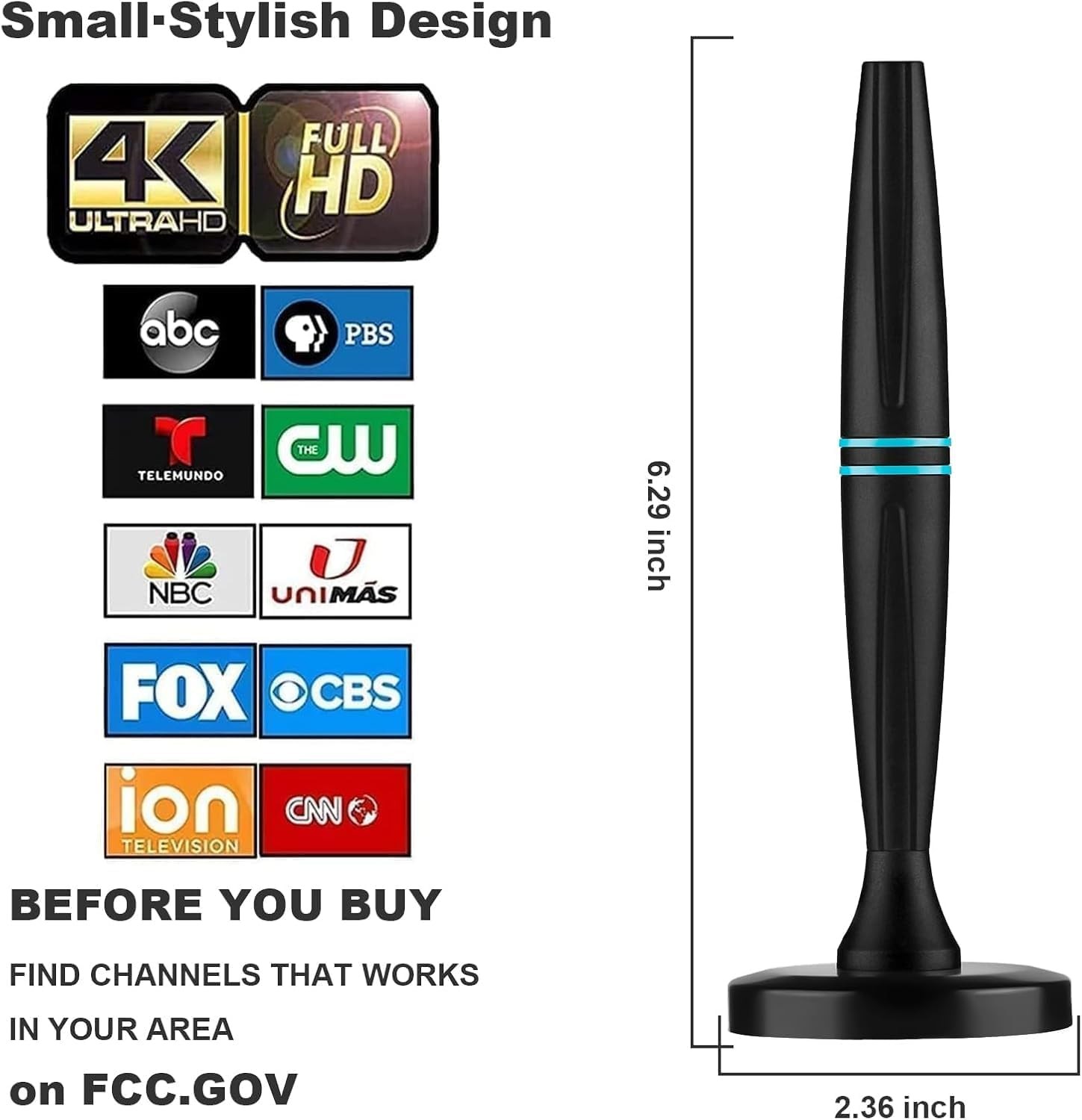 Antenna TV per Smart TV da Interno,Antenna TV per Canali Locali,Supporto 4K 1080p foto 4